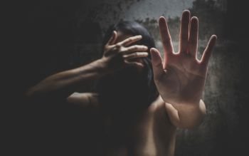 Despair rape victim waiting for help