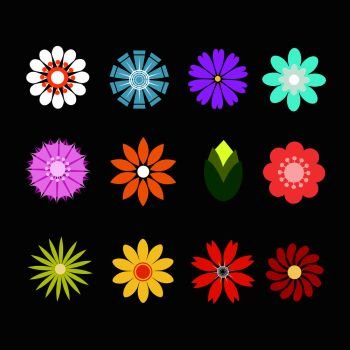 Colorful flowers icon flat design
