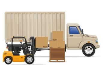 cargo truck delivery and transportation goods concept vector illustration isolated on white background