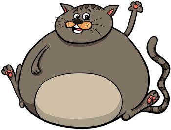 Cartoon Illustration of Funny Overweight Cat Comic Animal Character