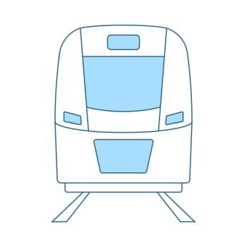 Train Icon. Thin Line With Blue Fill Design. Vector Illustration.
