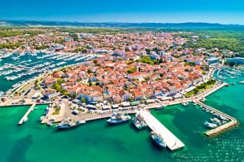 Biograd na Moru historic coastal town aerial view, Dalmatia region of Croatia