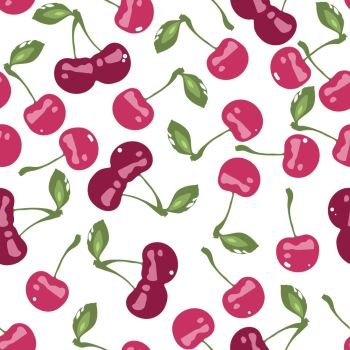 vector seamless pattern with cherry berries. Cherry background