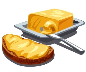 illustration of spreading butter on sliced bread. butter with bread