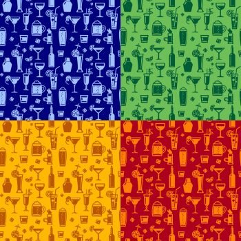 illustration of alcohol drinks and cocktails seamless pattern. alcohol seamless patterns