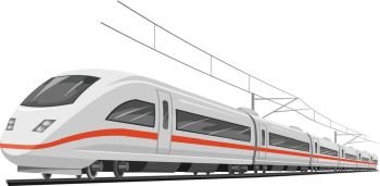 Vector illustration of bullet train with cable.