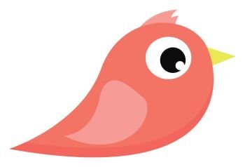 A small cute pink bird with yellow bird vector color drawing or illustration