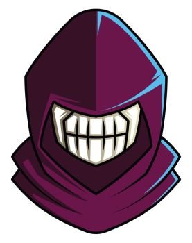 Skull wearing the purple hood  illustration vector on white background 