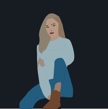 Girl in jeans, illustration, vector on white background.