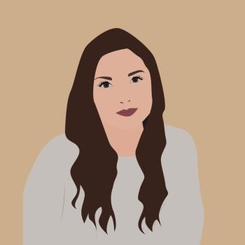 Girl with brown hair, illustration, vector on white background.