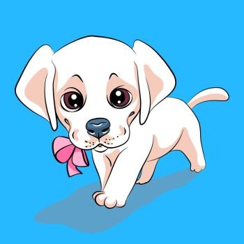 Vector cute little white puppy Labrador Retriever dog. Puppy dog Labrador Retriever