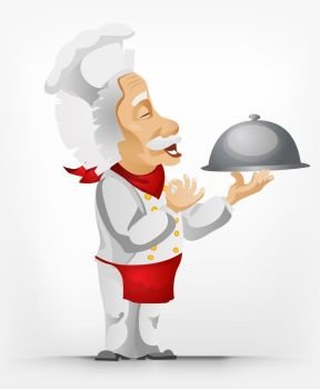 Cartoon Character Einstein Isolated on Grey Gradient Background. Chef. Vector EPS 10.