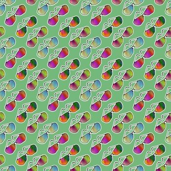 Colorful Sunglasses Seamless Pattern on Green Background. Colorful Sunglasses Seamless Pattern on Green Background.