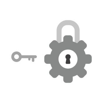 Vector illustration icon concept of key with closed gear padlock.