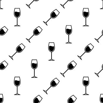 Wine Glass Icon Seamless Pattern, Wineglass Icon, Glassware Icon Vector Art Illustration