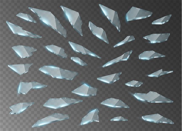 3d realistic vector illustration. Broken cracks of transparent