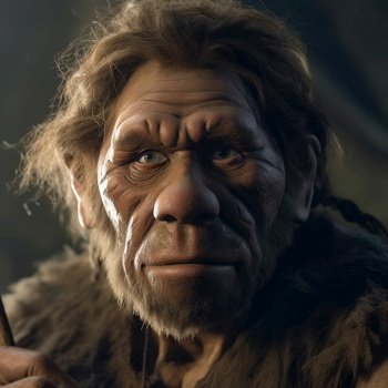 Illustration portrait of a Neanderthal.