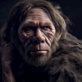 Illustration portrait of a Neanderthal.