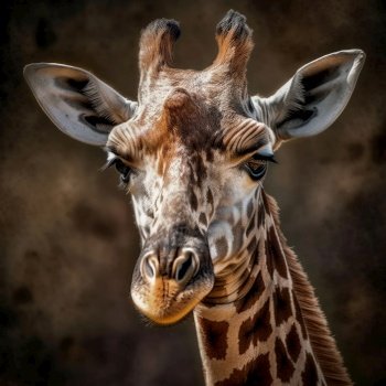 Close up portrait of giraffe. Generative AI.