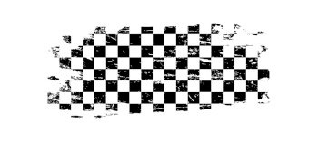 Grunge race flag with checker pattern, vector background for car rally or motocross finish banner. Racing sport grungy flag with checker pattern for speedway motorsport or offroad races championship. Grunge race flag checker pattern for car rally