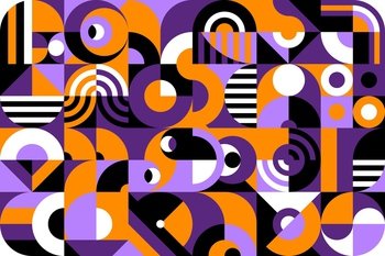 Abstract halloween Bauhaus geometric pattern. Artwork abstract forms composition, corporate identity modernism vector backdrop, design retro background. Business presentation vintage Bauhaus pattern. Abstract halloween Bauhaus geometric pattern