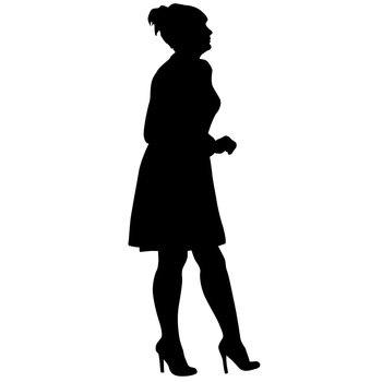 Silhouette of a walking female on a white background.. Silhouette of a walking female on a white background