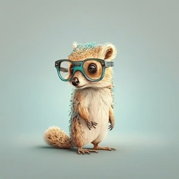 Cute baby animal wearing sunglasses on a colored background. Ready to go on holidays. Generative AI