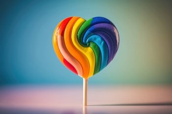 Lollipop Candy Rainbow Colors on a colorful background by generative AI