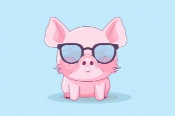Cute baby animal wearing sunglasses on a colored background by generative AI