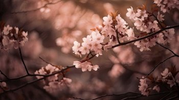 Cherry Blossom Floral Abstract: Springtime in Japan with Vibrant Sakura Flower Background by generative AI