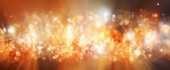 Abstract blurred fresh vivid spring summer light delicate golden bokeh background texture with bright color lights. Generative AI