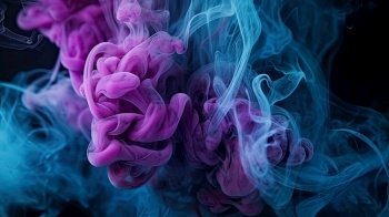 A smoke background with a beautiful and delicate blend of purple and blue hues by creative AI