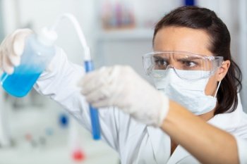 scientist works in modern biological laboratory