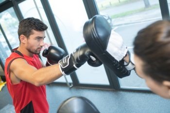 man focused on his boxing practice