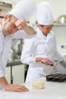 close up of a tired chef