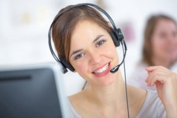 a female call centre worker