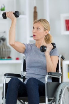 disabled woman exercising at home