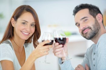 a couple during wine drinking