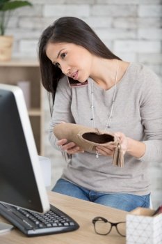 woman and shoes online shopping and delivery concept