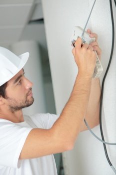 an electrician on building site