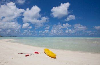 kayak on the tropical beach in Maldives
