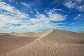 Unspoiled sand dunes in the remote desert