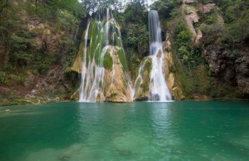 Beautiful waterfall in jungle, Mexico
