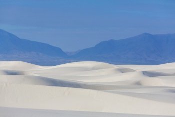 Unusual natural landscapes in White Sands Dunes in New Mexico, USA
