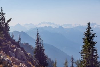 Beautiful mountain peak in  North Cascade Range, Washington,  USA