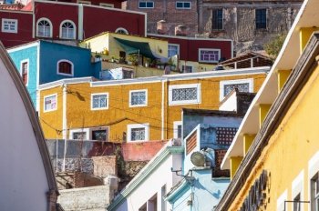 colorful colonial-style houses of a Mexican town  Guanajuato