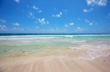 sand of beach on  Caribbean sea, Mexico