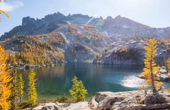 Beautiful Alpine lakes wilderness area  in Washington, USA