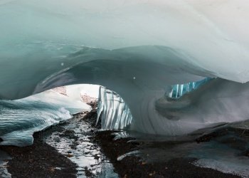Ice cave in high mountains, Canada
