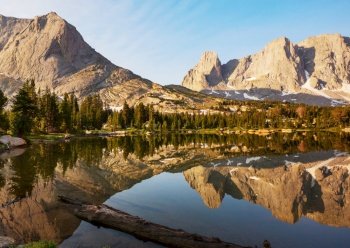 Beautiful mountain landscapes in Wind River Range in Wyoming, USA. Summer season.